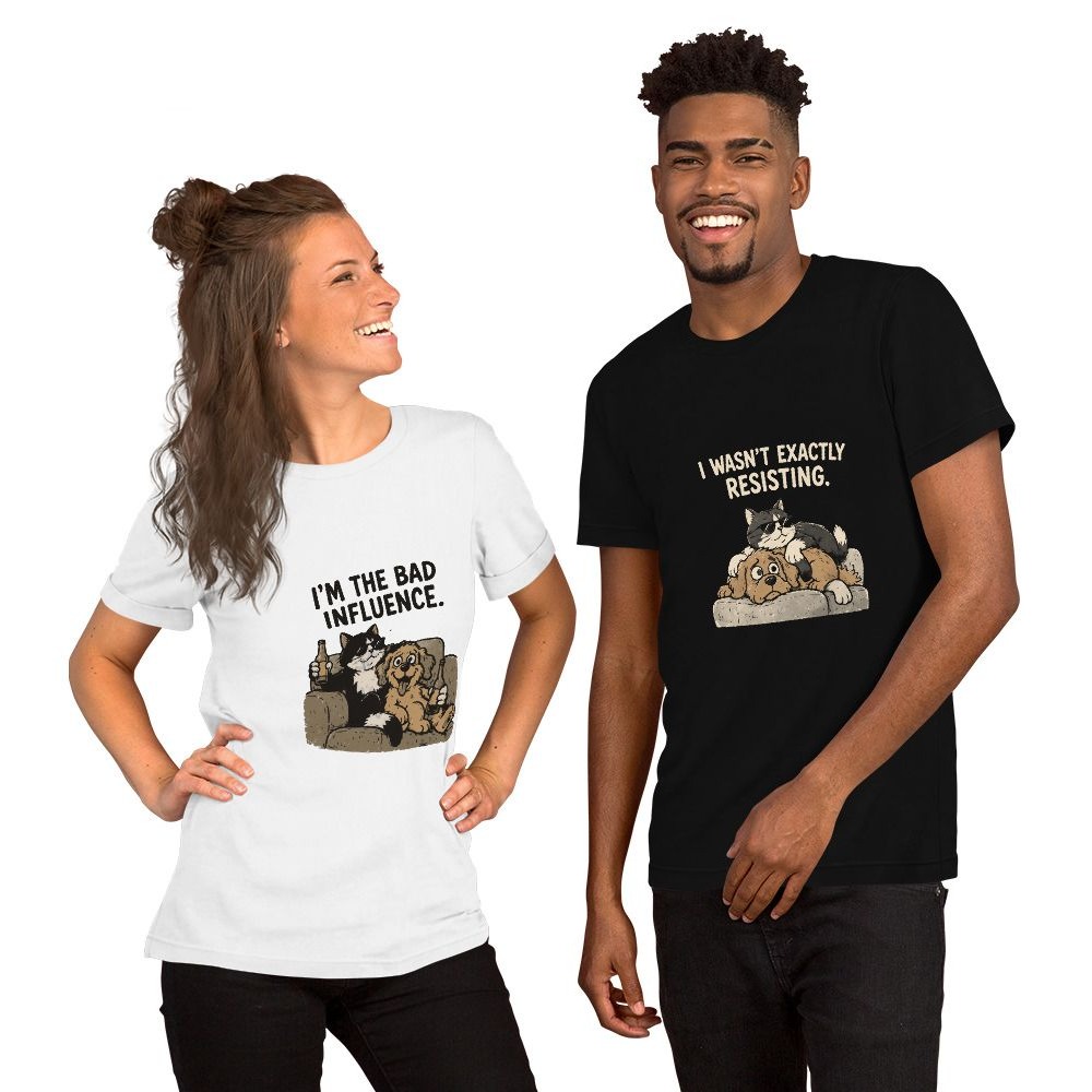 BAD TUESDAY BUNDLE: both shirts in the set, worn by two models.