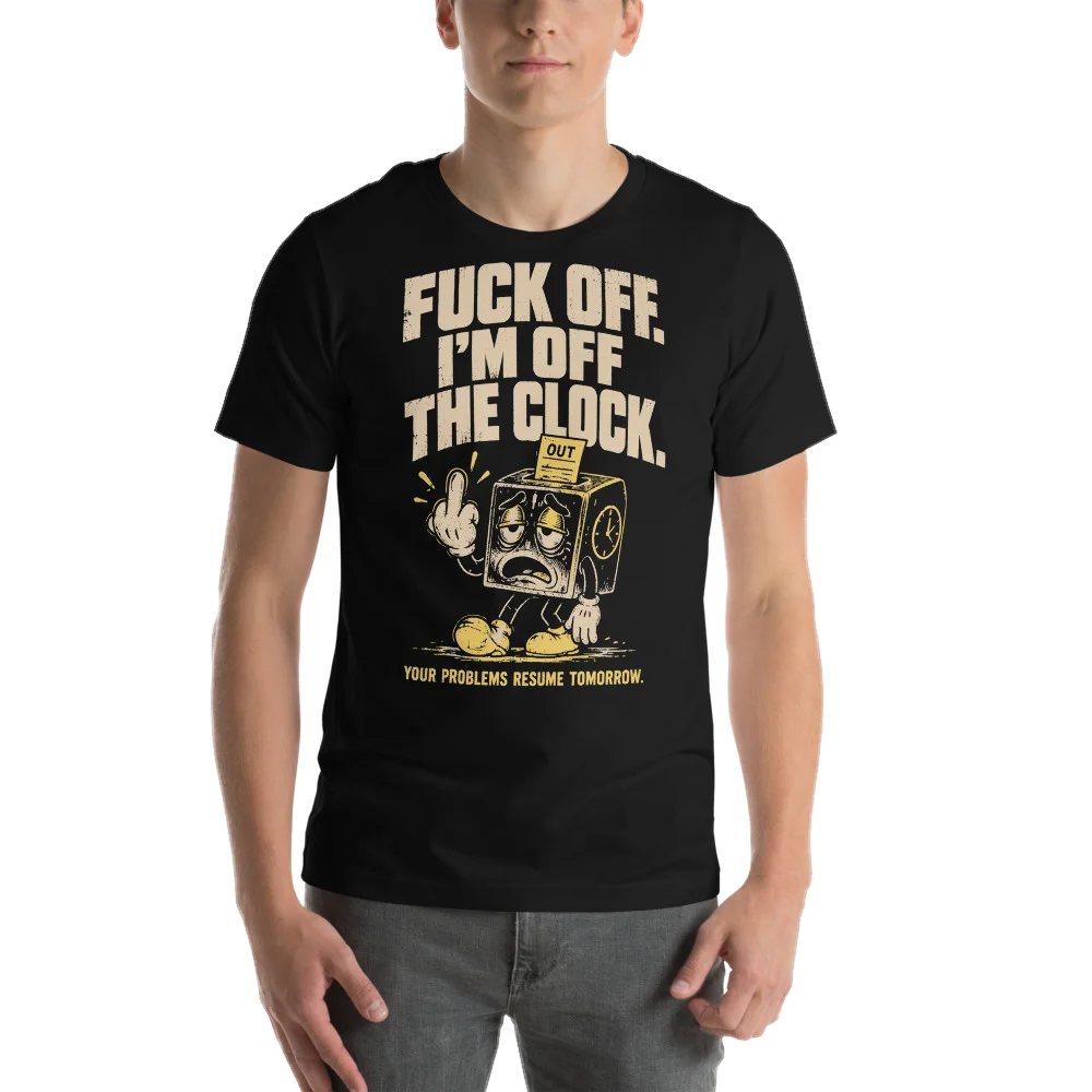 Black t-shirt with the OFF THE CLOCK design