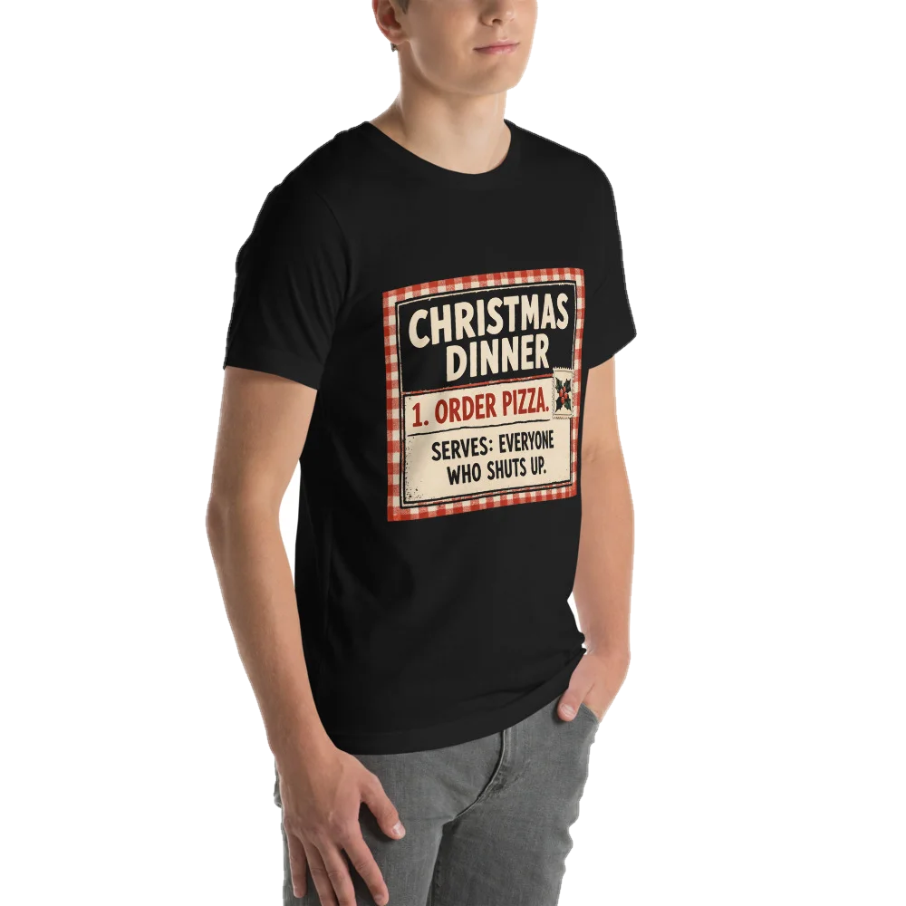 Christmas Dinner: Order Pizza, seen from behind
