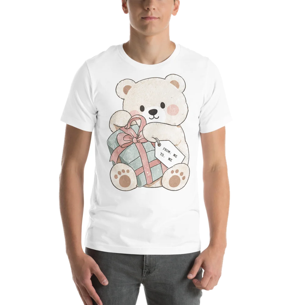 White t-shirt with the From: Me, To: Me design