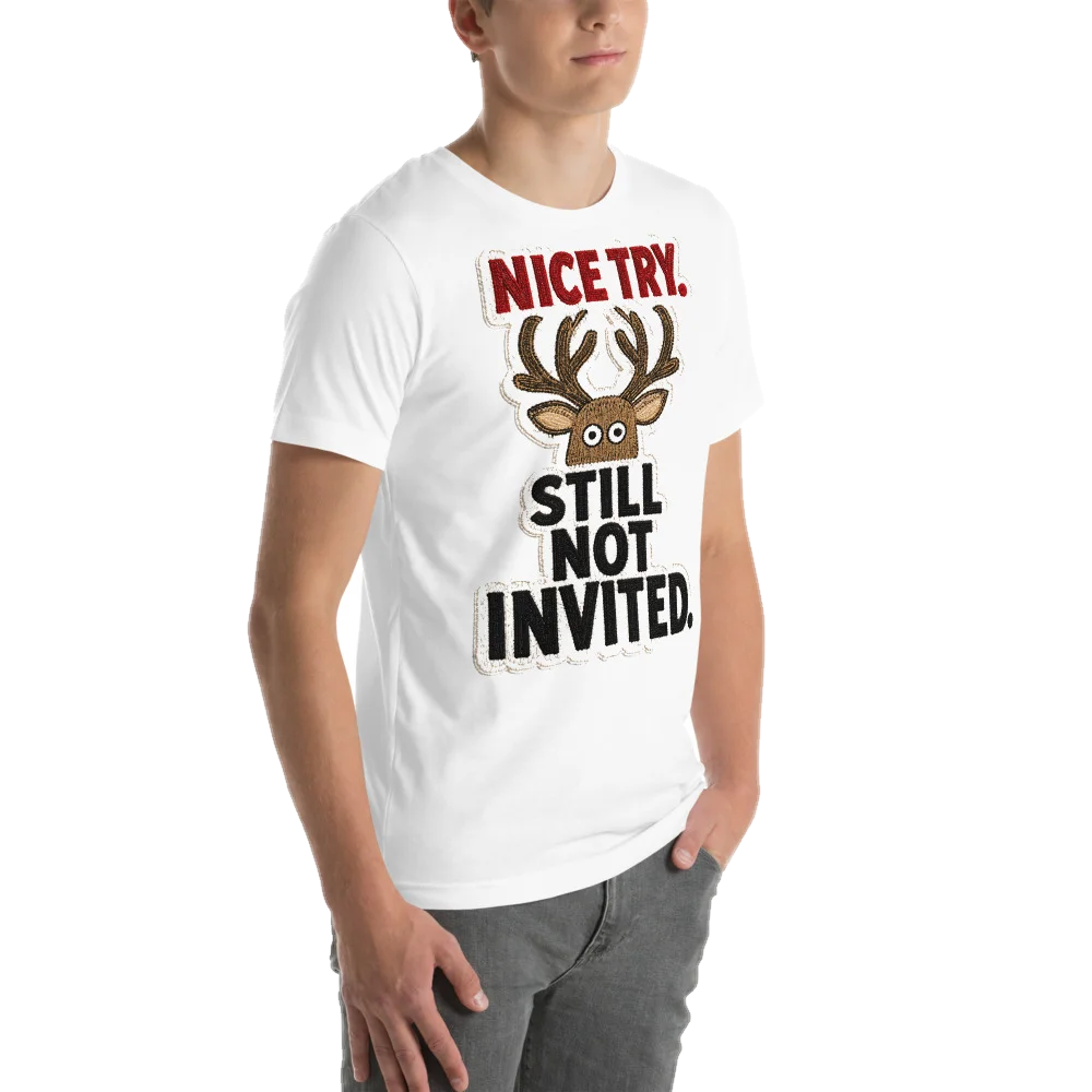 Nice Try. Still Not Invited., seen from behind