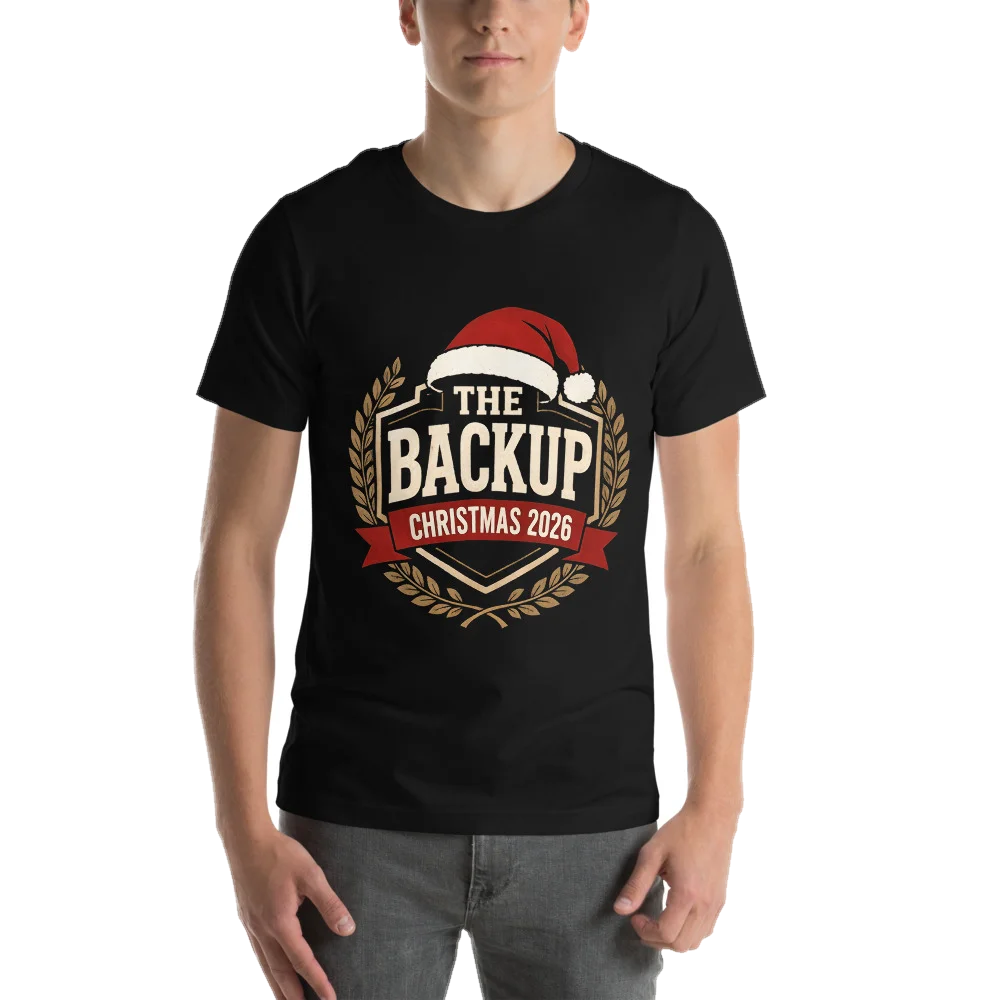 Black t-shirt with the The Backup design