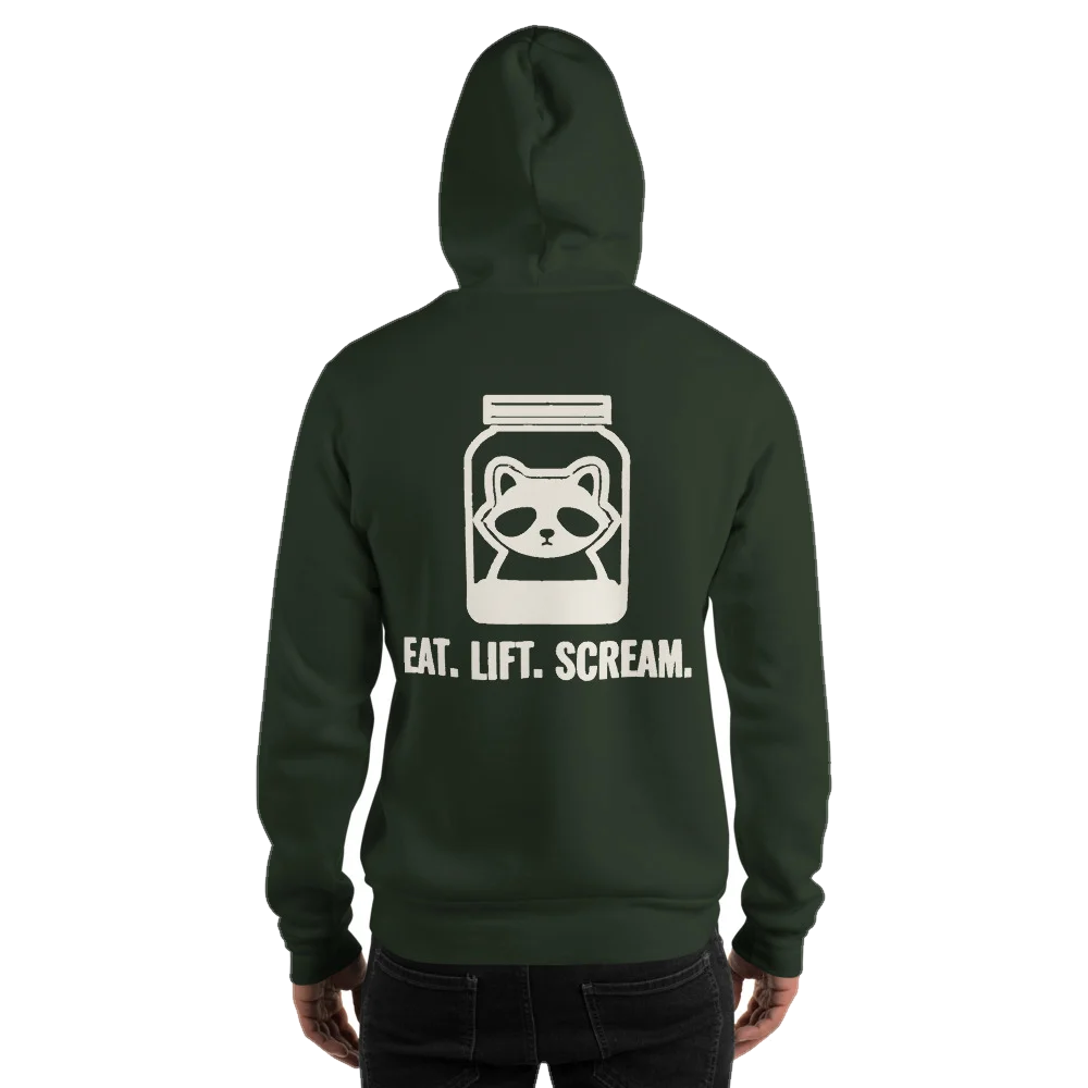 Forest Green hoodie with the Eat. Lift. Scream design, photo 1 of 6