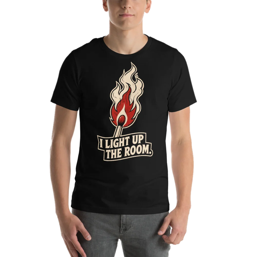 Black t-shirt with the I Light Up the Room design, photo 1 of 6